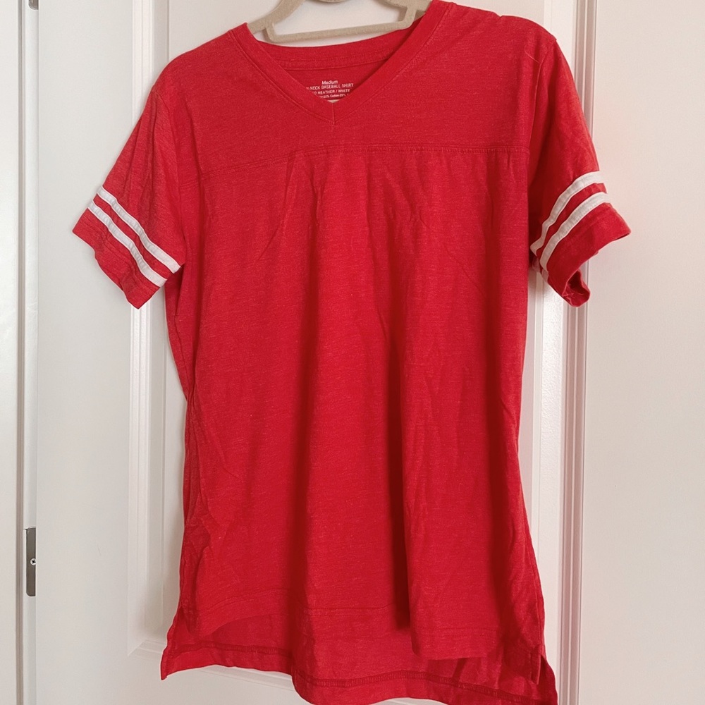 Hobby Lobby red and white V-neck top
